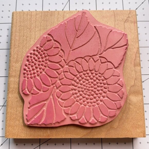 Large Sunflower Leaf Rubber Stamp Nature Connors Collectibles Craft Card Making - Picture 2 of 4